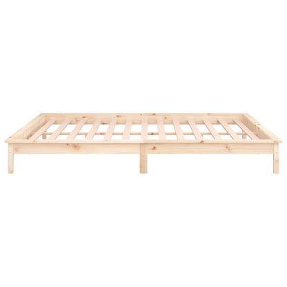 vidaXL LED Bed Frame without Mattress 150x200 cm King Size King Size Solid Wood