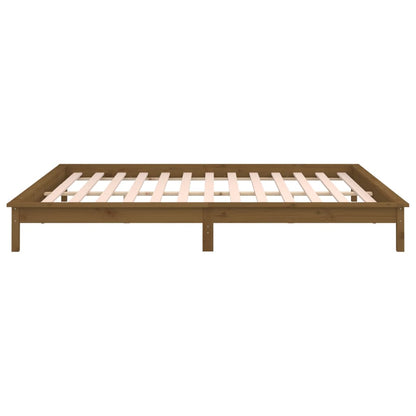 vidaXL LED Bed Frame without Mattress Honey Brown 160x200 cm Solid Wood