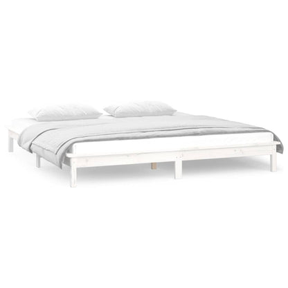 vidaXL LED Bed Frame without Mattress White 200x200 cm Solid Wood