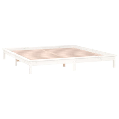 vidaXL LED Bed Frame without Mattress White 200x200 cm Solid Wood