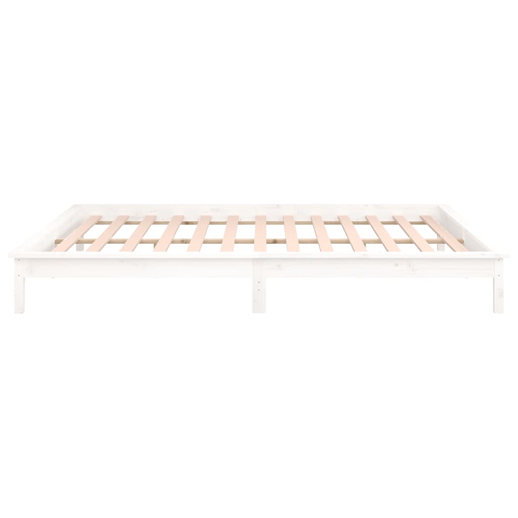 vidaXL LED Bed Frame without Mattress White 200x200 cm Solid Wood