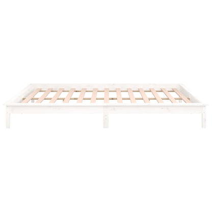 vidaXL LED Bed Frame without Mattress White 200x200 cm Solid Wood