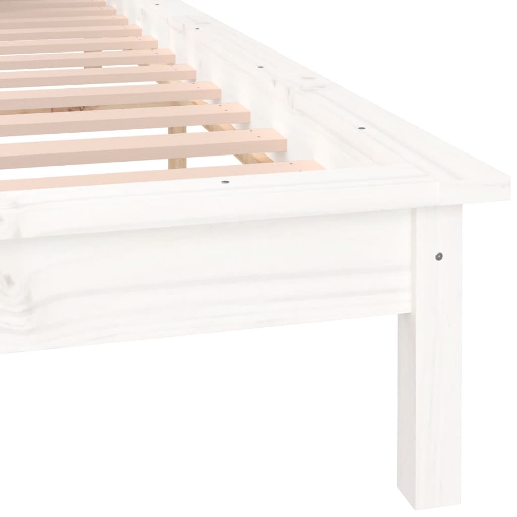 vidaXL LED Bed Frame without Mattress White 200x200 cm Solid Wood