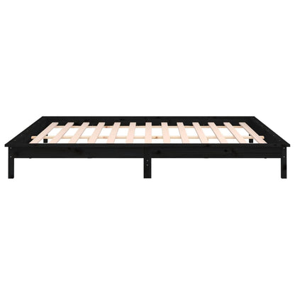 vidaXL LED Bed Frame without Mattress Black 200x200 cm Solid Wood
