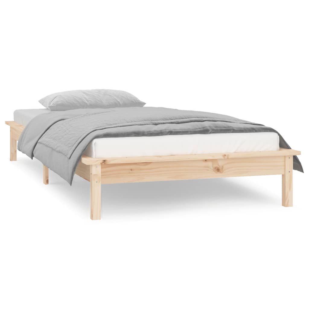 vidaXL LED Bed Frame without Mattress 75x190 cm Small Single Small Single Solid Wood