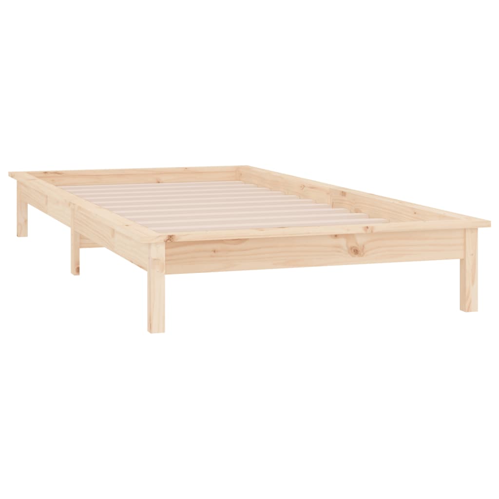 vidaXL LED Bed Frame without Mattress 75x190 cm Small Single Small Single Solid Wood