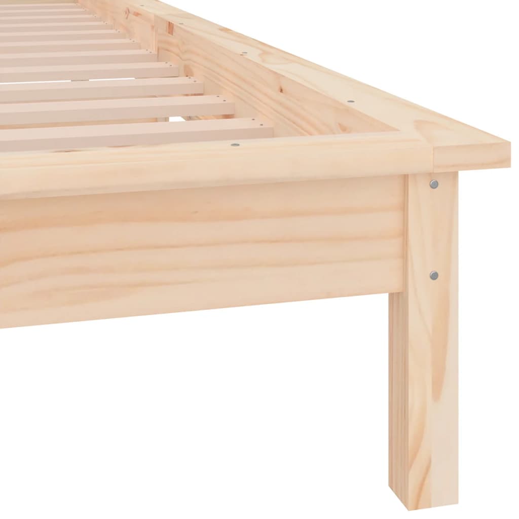 vidaXL LED Bed Frame without Mattress 75x190 cm Small Single Small Single Solid Wood