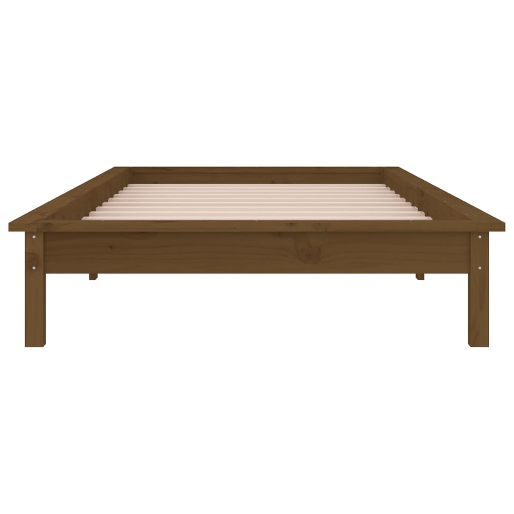 vidaXL LED Bed Frame without Mattress Honey Brown 75x190cm  Solid Wood
