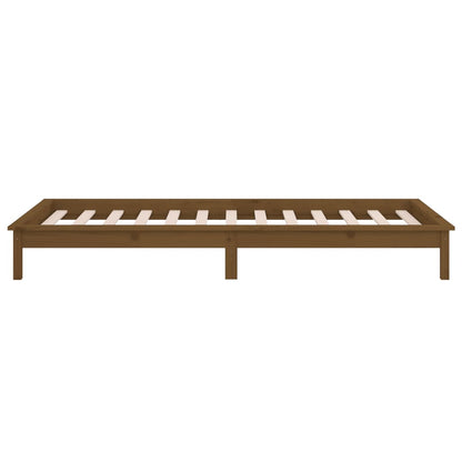 vidaXL LED Bed Frame without Mattress Honey Brown 75x190cm  Solid Wood