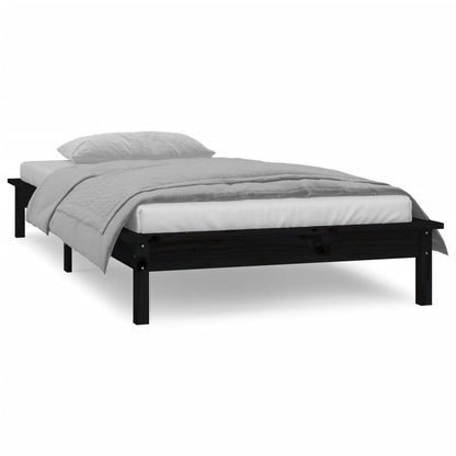 vidaXL LED Bed Frame without Mattress Black 75x190 cm Small Single  Solid Wood