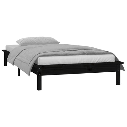 vidaXL LED Bed Frame without Mattress Black 75x190 cm Small Single  Solid Wood