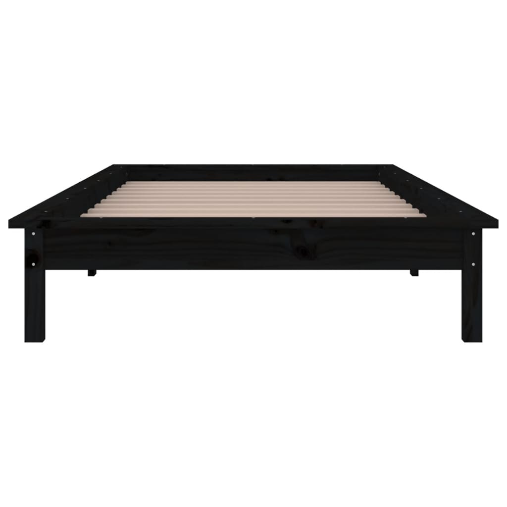 vidaXL LED Bed Frame without Mattress Black 75x190 cm Small Single  Solid Wood
