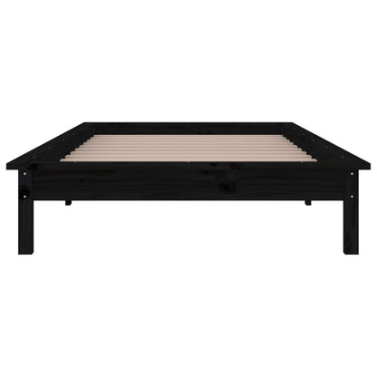 vidaXL LED Bed Frame without Mattress Black 75x190 cm Small Single  Solid Wood