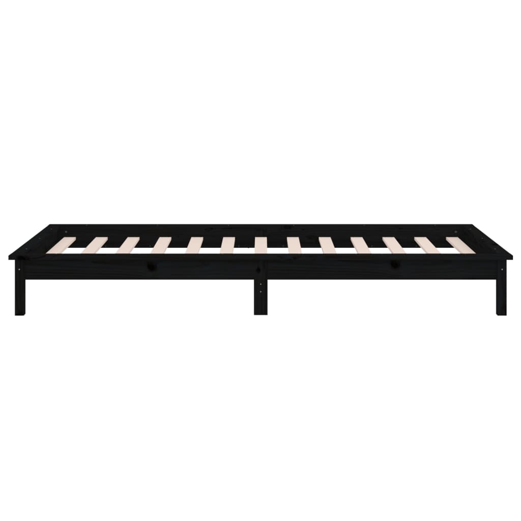 vidaXL LED Bed Frame without Mattress Black 75x190 cm Small Single  Solid Wood