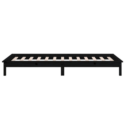 vidaXL LED Bed Frame without Mattress Black 75x190 cm Small Single  Solid Wood
