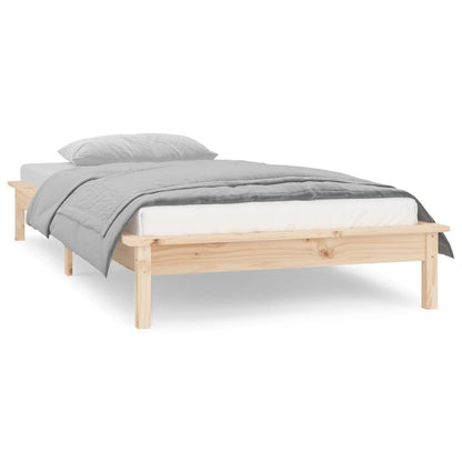 vidaXL LED Bed Frame without Mattress 90x190 cm Single Single Solid Wood