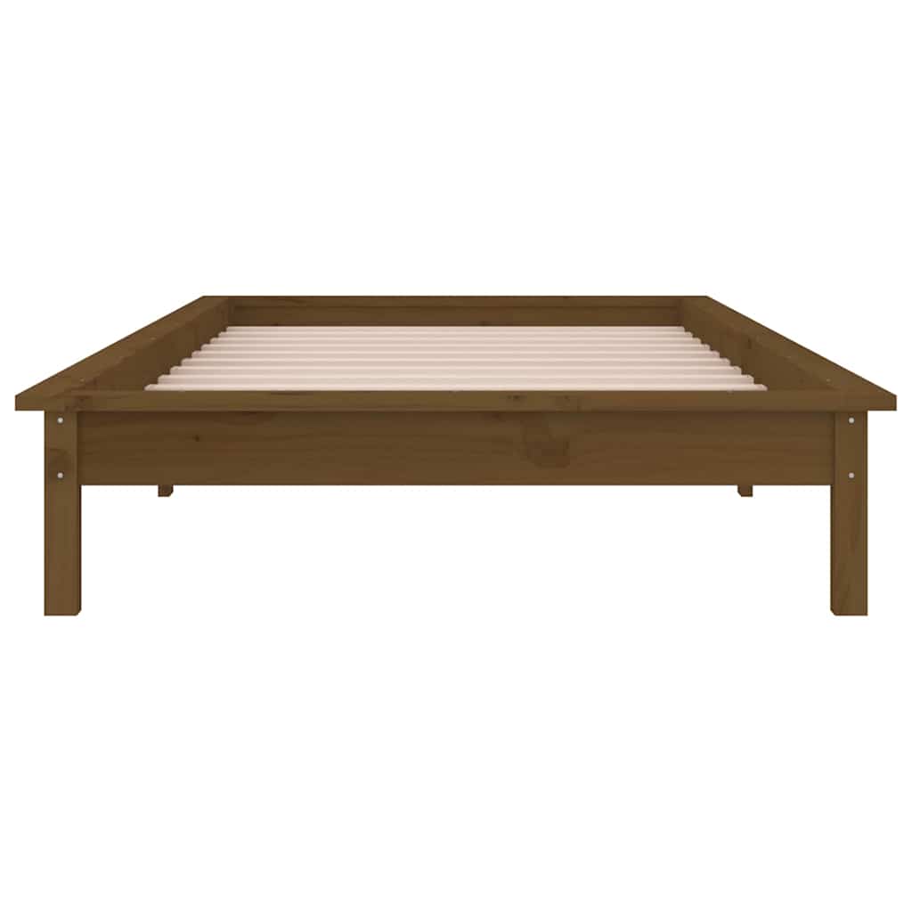 vidaXL LED Bed Frame without Mattress Honey Brown 90x190 cm Single  Solid Wood
