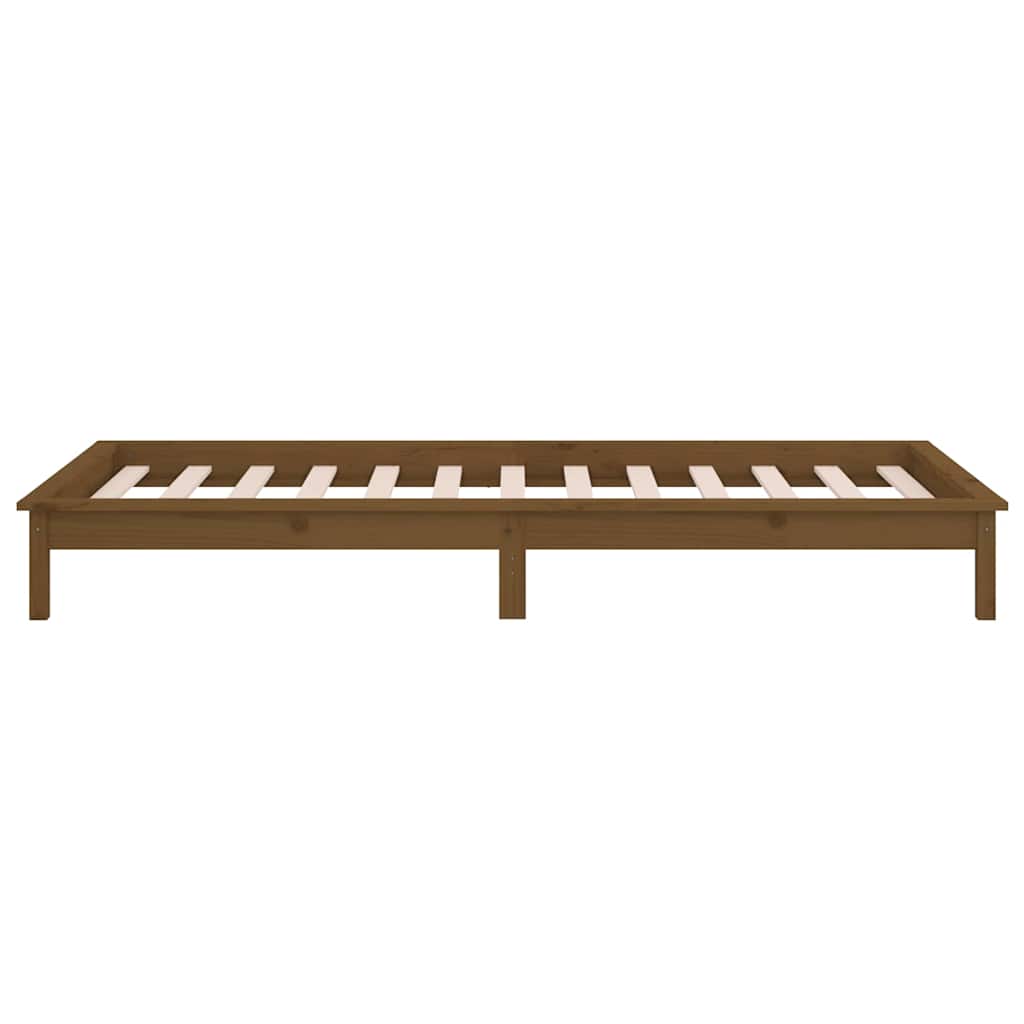 vidaXL LED Bed Frame without Mattress Honey Brown 90x190 cm Single  Solid Wood