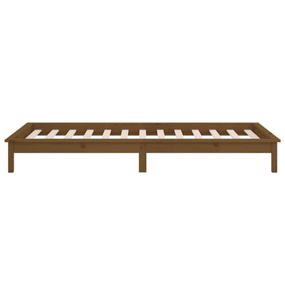 vidaXL LED Bed Frame without Mattress Honey Brown 90x190 cm Single  Solid Wood