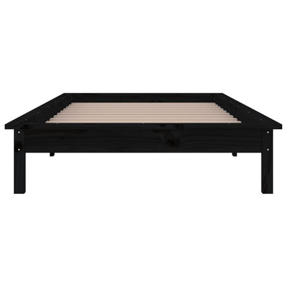 vidaXL LED Bed Frame without Mattress Black 90x190 cm Single Single Solid Wood