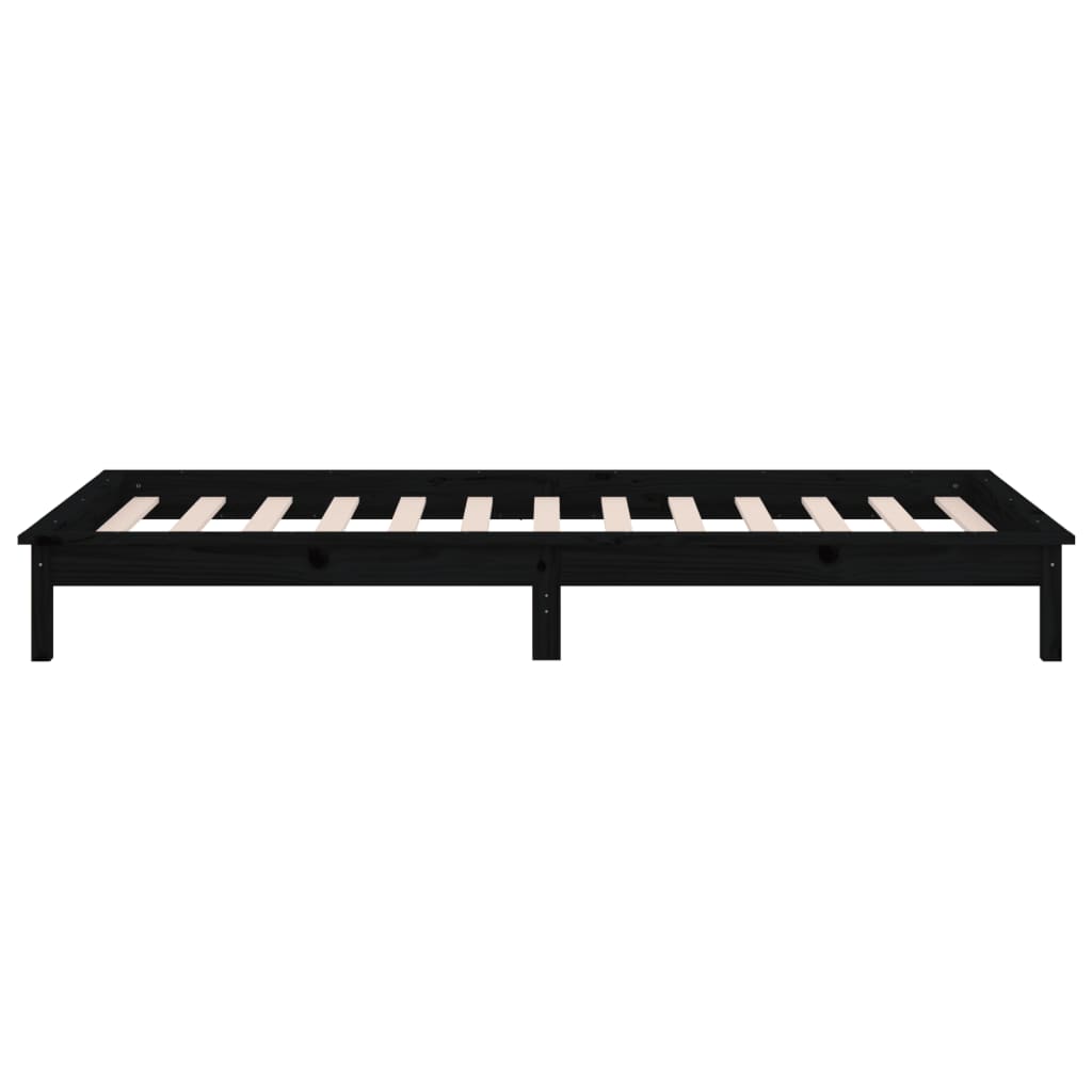 vidaXL LED Bed Frame without Mattress Black 90x190 cm Single Single Solid Wood