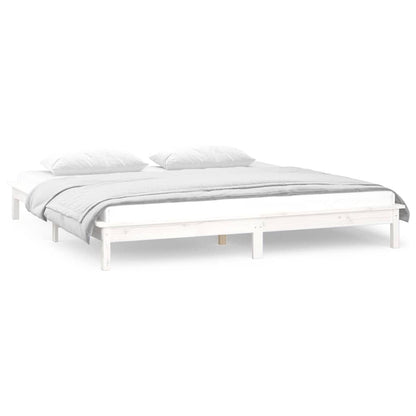 vidaXL LED Bed Frame without Mattress White 120x190 cm Small Double  Solid Wood