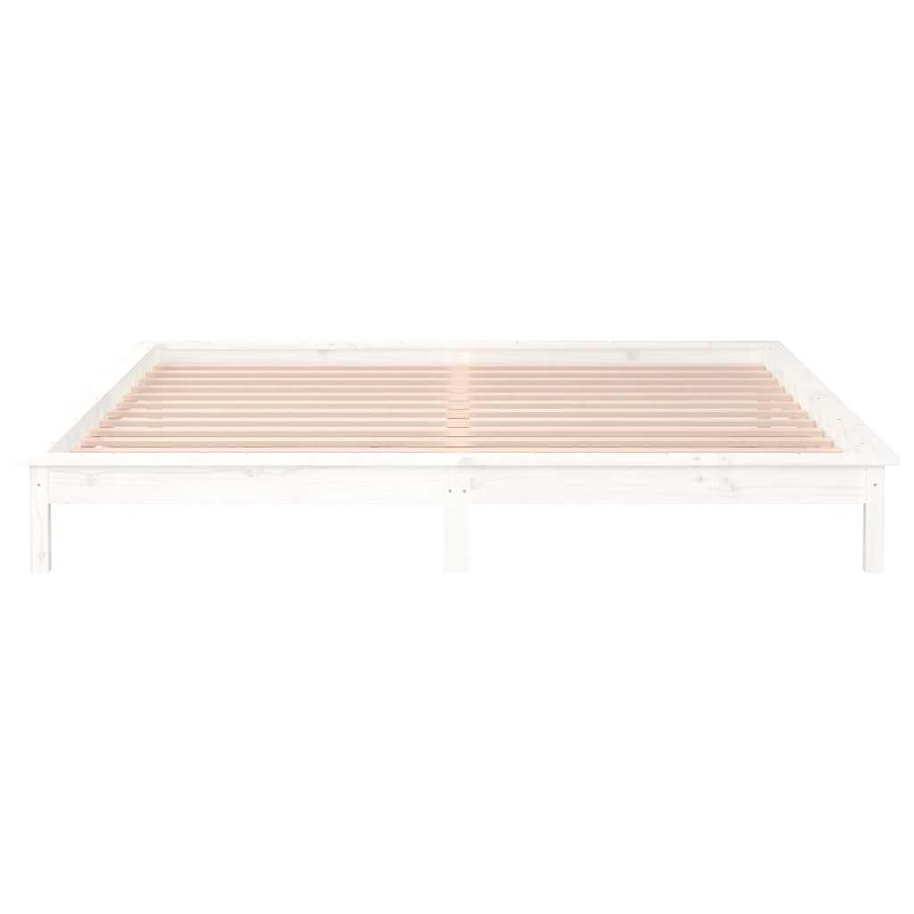 vidaXL LED Bed Frame without Mattress White 120x190 cm Small Double  Solid Wood