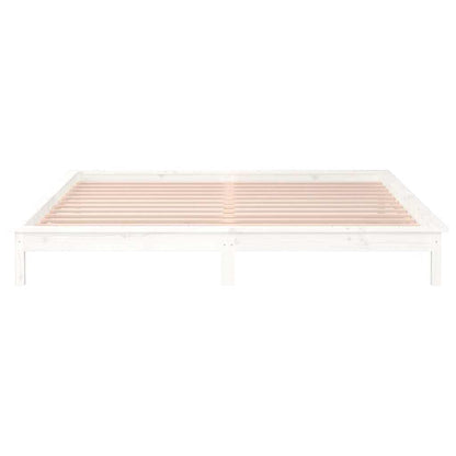 vidaXL LED Bed Frame without Mattress White 120x190 cm Small Double  Solid Wood