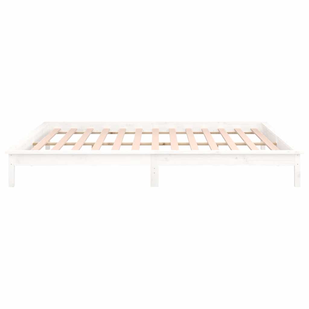 vidaXL LED Bed Frame without Mattress White 120x190 cm Small Double  Solid Wood