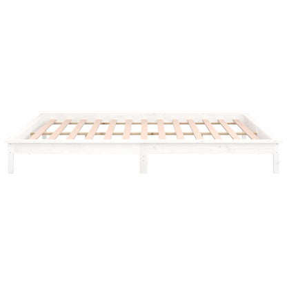 vidaXL LED Bed Frame without Mattress White 120x190 cm Small Double  Solid Wood