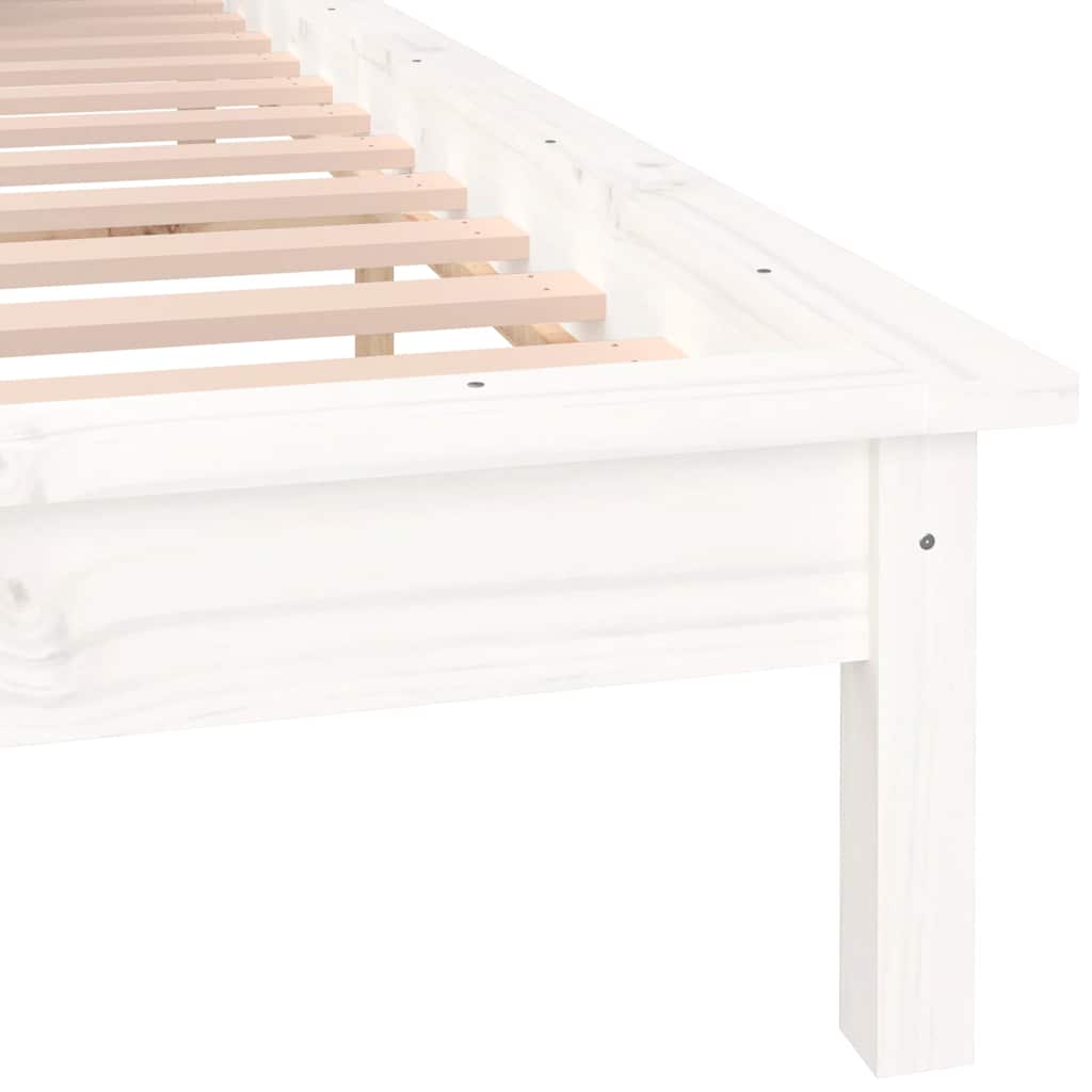 vidaXL LED Bed Frame without Mattress White 120x190 cm Small Double  Solid Wood
