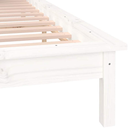 vidaXL LED Bed Frame without Mattress White 120x190 cm Small Double  Solid Wood
