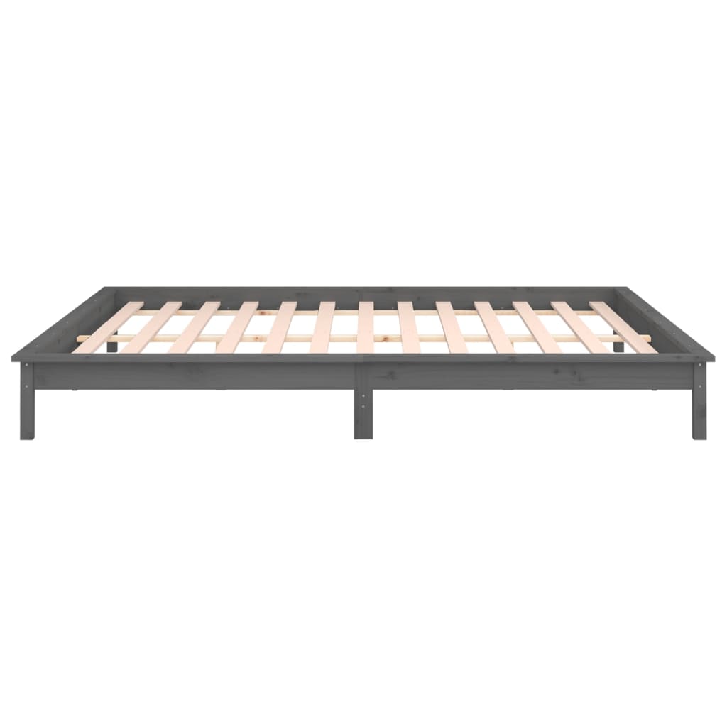 vidaXL LED Bed Frame without Mattress Grey 120x190 cm Small Double  Solid Wood