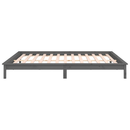 vidaXL LED Bed Frame without Mattress Grey 120x190 cm Small Double  Solid Wood