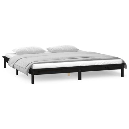vidaXL LED Bed Frame without Mattress Black 120x190 cm Small Double  Solid Wood