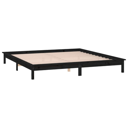 vidaXL LED Bed Frame without Mattress Black 120x190 cm Small Double  Solid Wood
