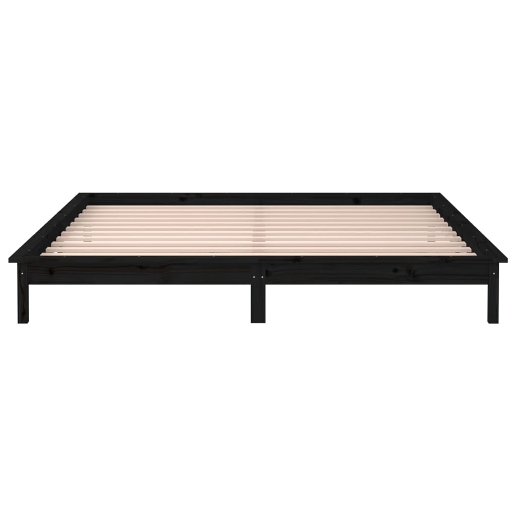 vidaXL LED Bed Frame without Mattress Black 120x190 cm Small Double  Solid Wood