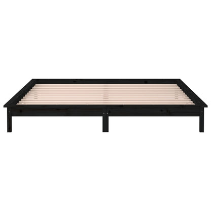 vidaXL LED Bed Frame without Mattress Black 120x190 cm Small Double  Solid Wood