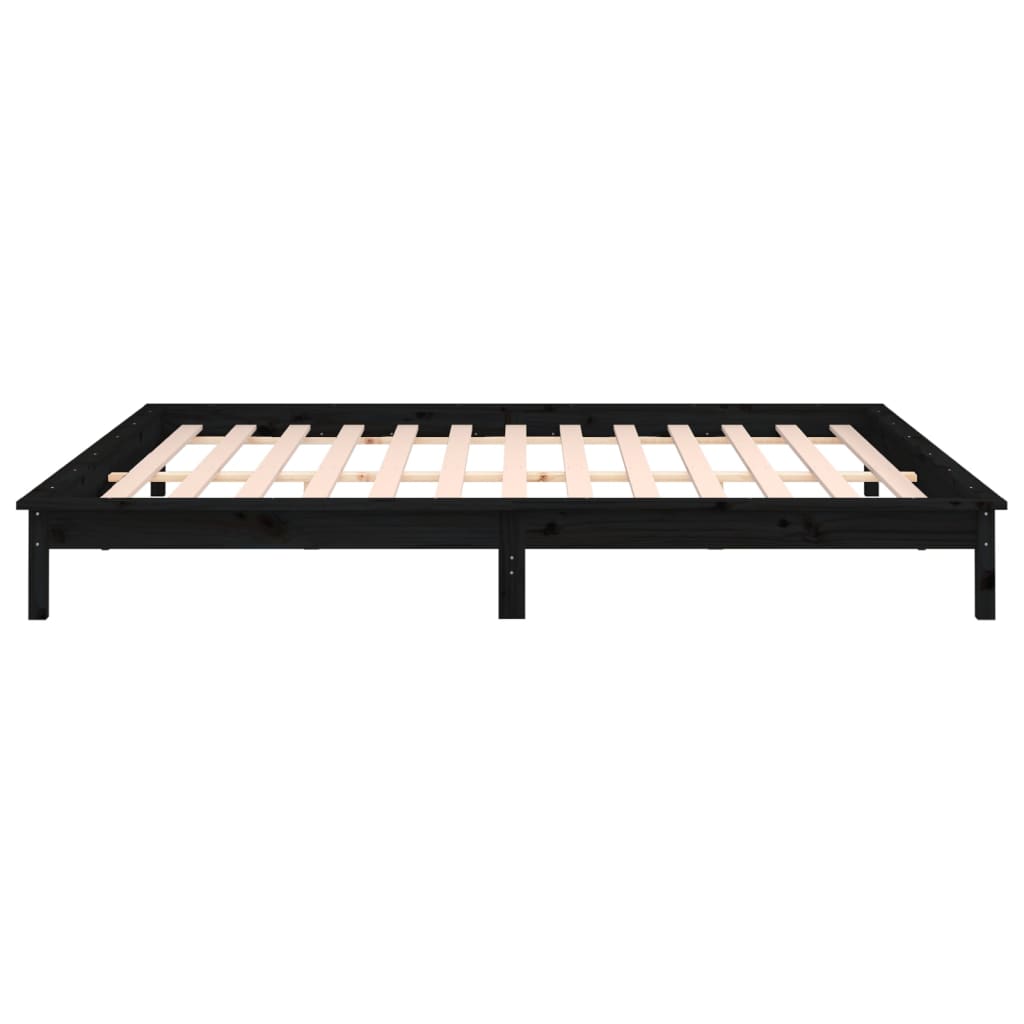 vidaXL LED Bed Frame without Mattress Black 120x190 cm Small Double  Solid Wood
