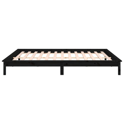 vidaXL LED Bed Frame without Mattress Black 120x190 cm Small Double  Solid Wood