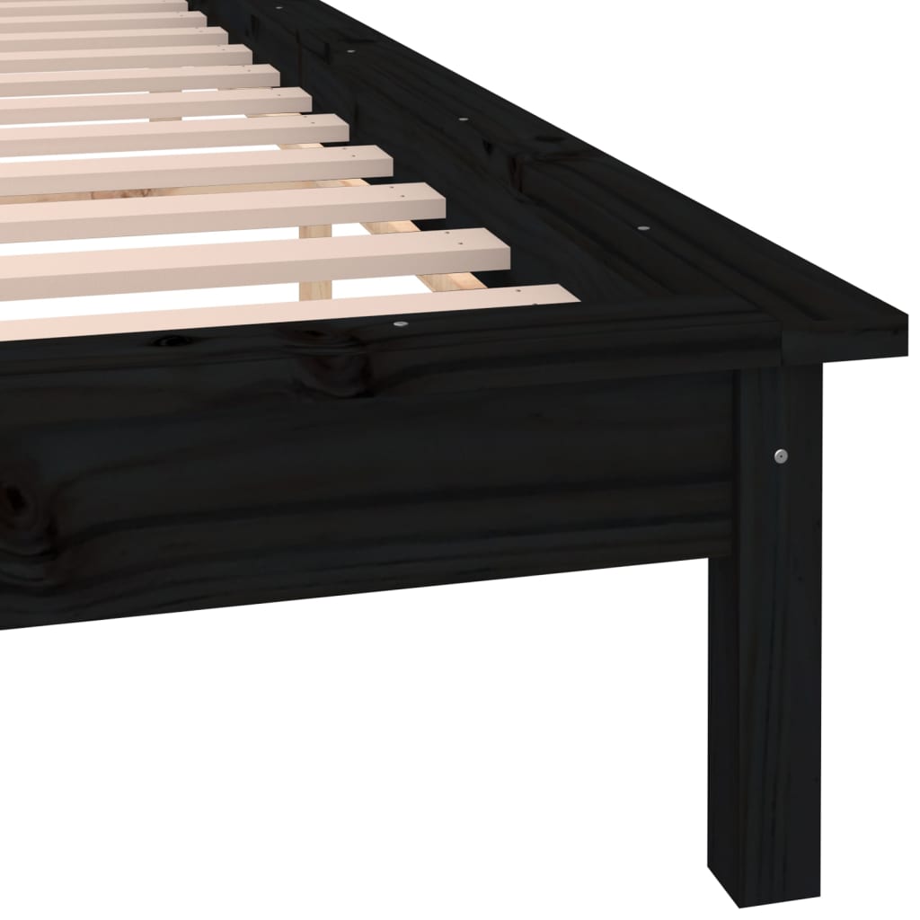 vidaXL LED Bed Frame without Mattress Black 120x190 cm Small Double  Solid Wood