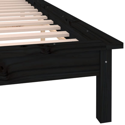 vidaXL LED Bed Frame without Mattress Black 120x190 cm Small Double  Solid Wood