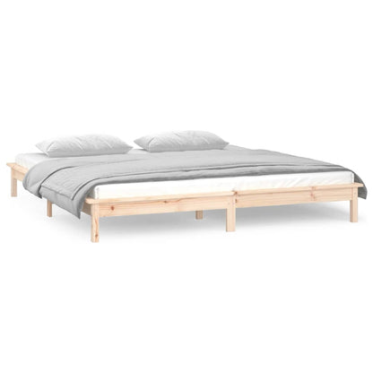 vidaXL LED Bed Frame without Mattress 135x190 cm Double Double Solid Wood