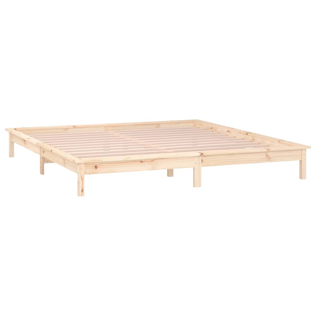 vidaXL LED Bed Frame without Mattress 135x190 cm Double Double Solid Wood