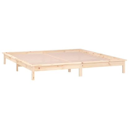 vidaXL LED Bed Frame without Mattress 135x190 cm Double Double Solid Wood