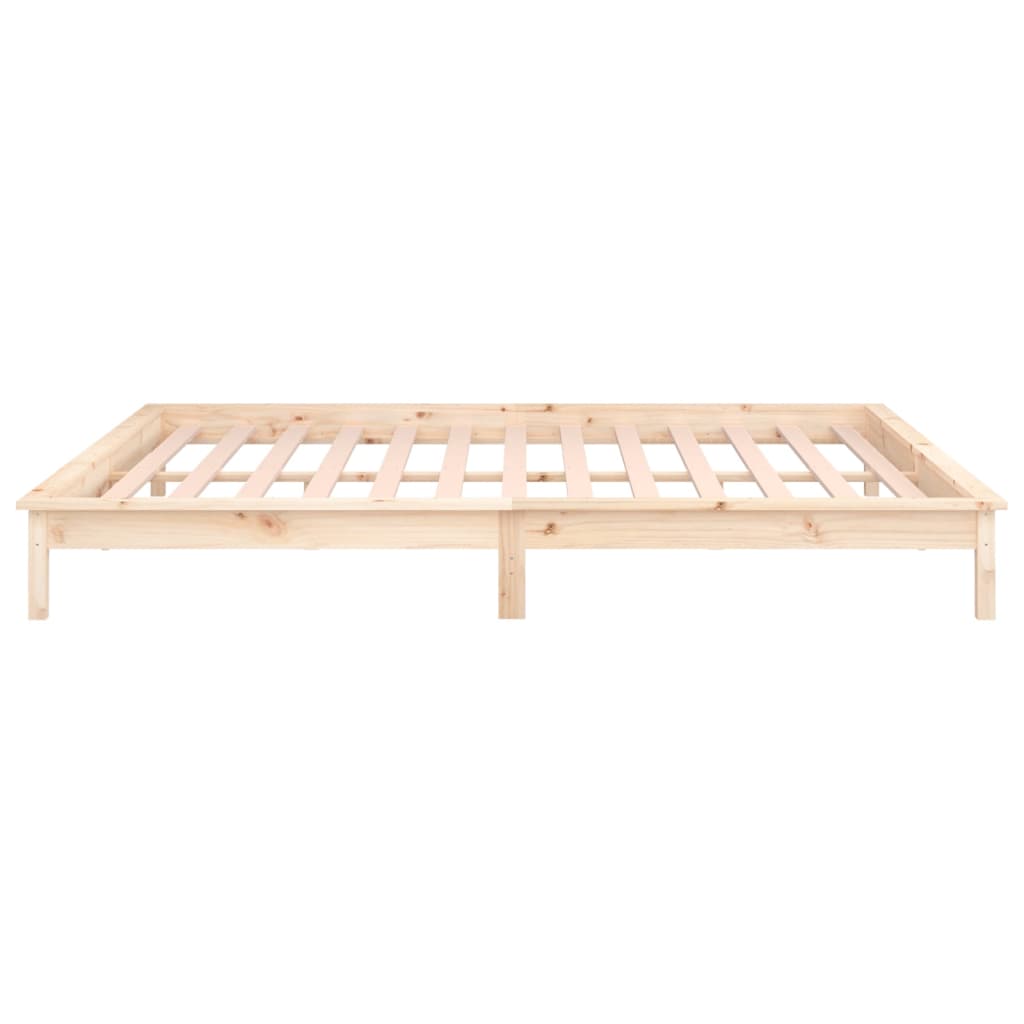 vidaXL LED Bed Frame without Mattress 135x190 cm Double Double Solid Wood