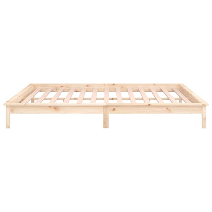 vidaXL LED Bed Frame without Mattress 135x190 cm Double Double Solid Wood