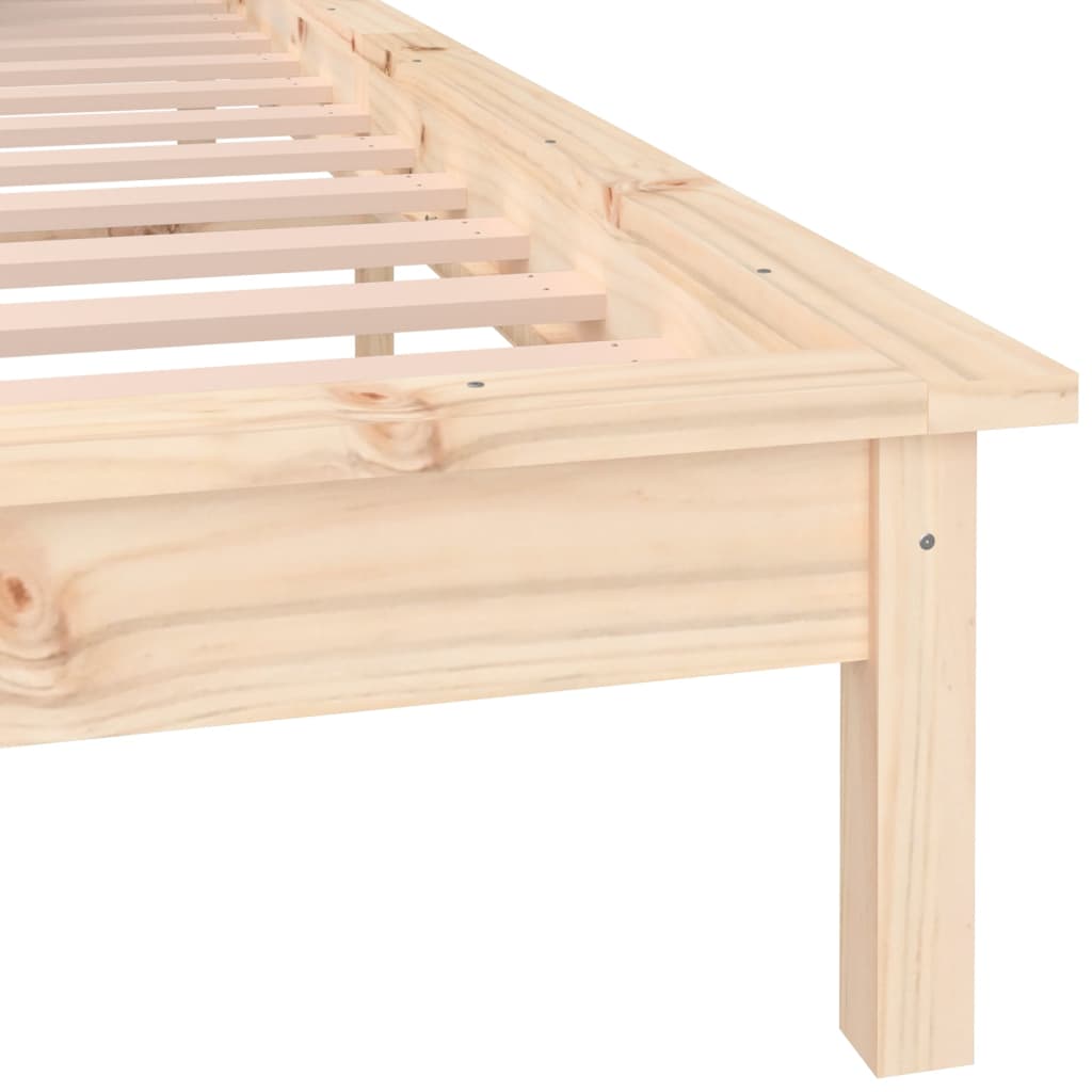 vidaXL LED Bed Frame without Mattress 135x190 cm Double Double Solid Wood