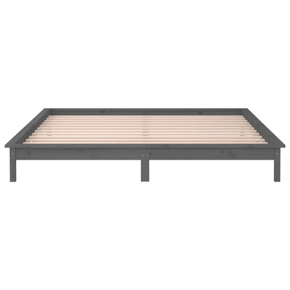 vidaXL LED Bed Frame without Mattress Grey 140x190 cm Solid Wood
