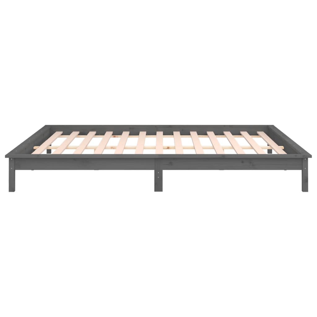 vidaXL LED Bed Frame without Mattress Grey 140x190 cm Solid Wood